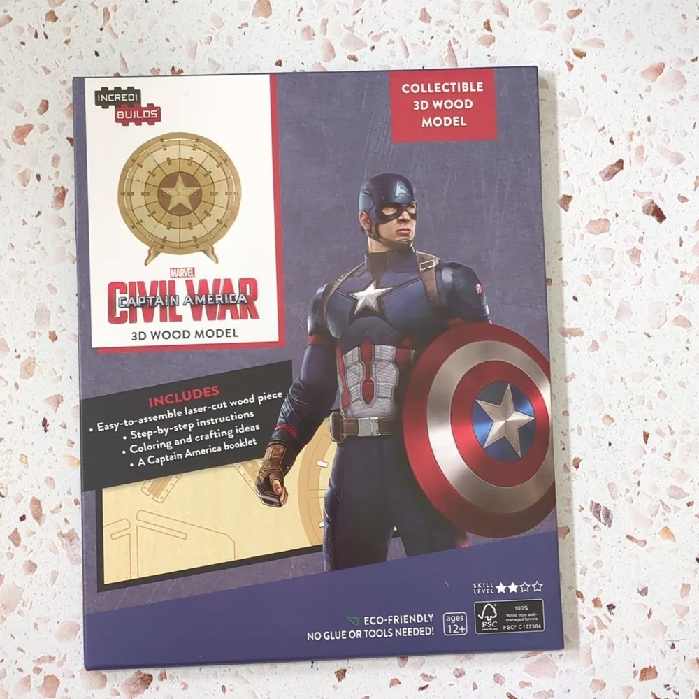 Marvel | IncrediBuilds Captain America Wood Shield Building Kit | New